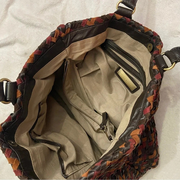 Sondra Roberts woven leather top handle handbag purse - Picture 7 of 10